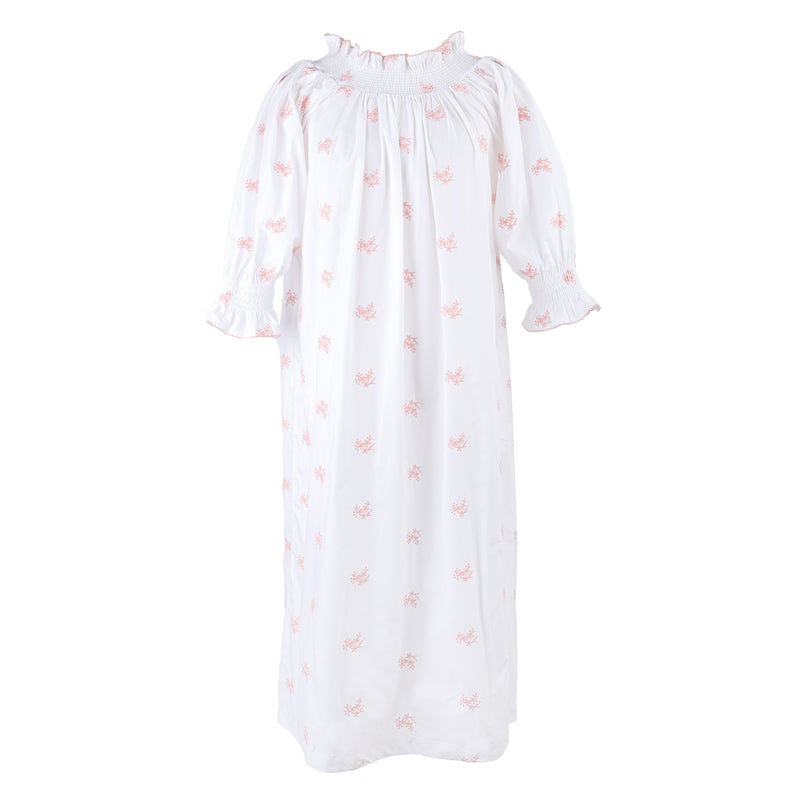NANCY COTTON EMBROIDERED LONG SLEEVE NIGHTGOWN - Lenora