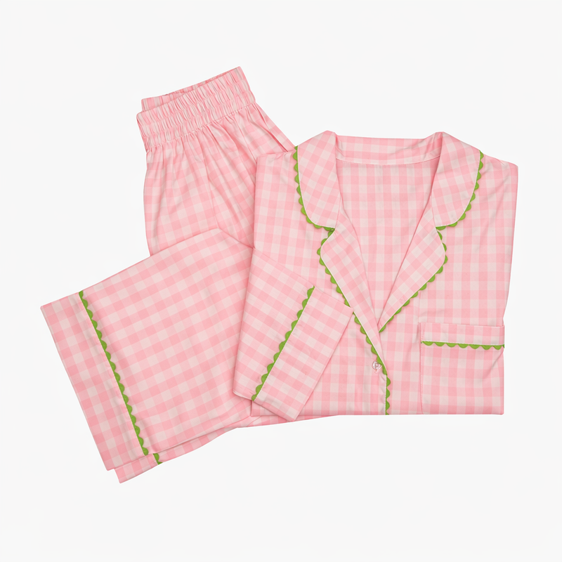 CLASSIC GINGHAM CHECK PAJAMAS W/ RIC RAK TRIM - Lenora