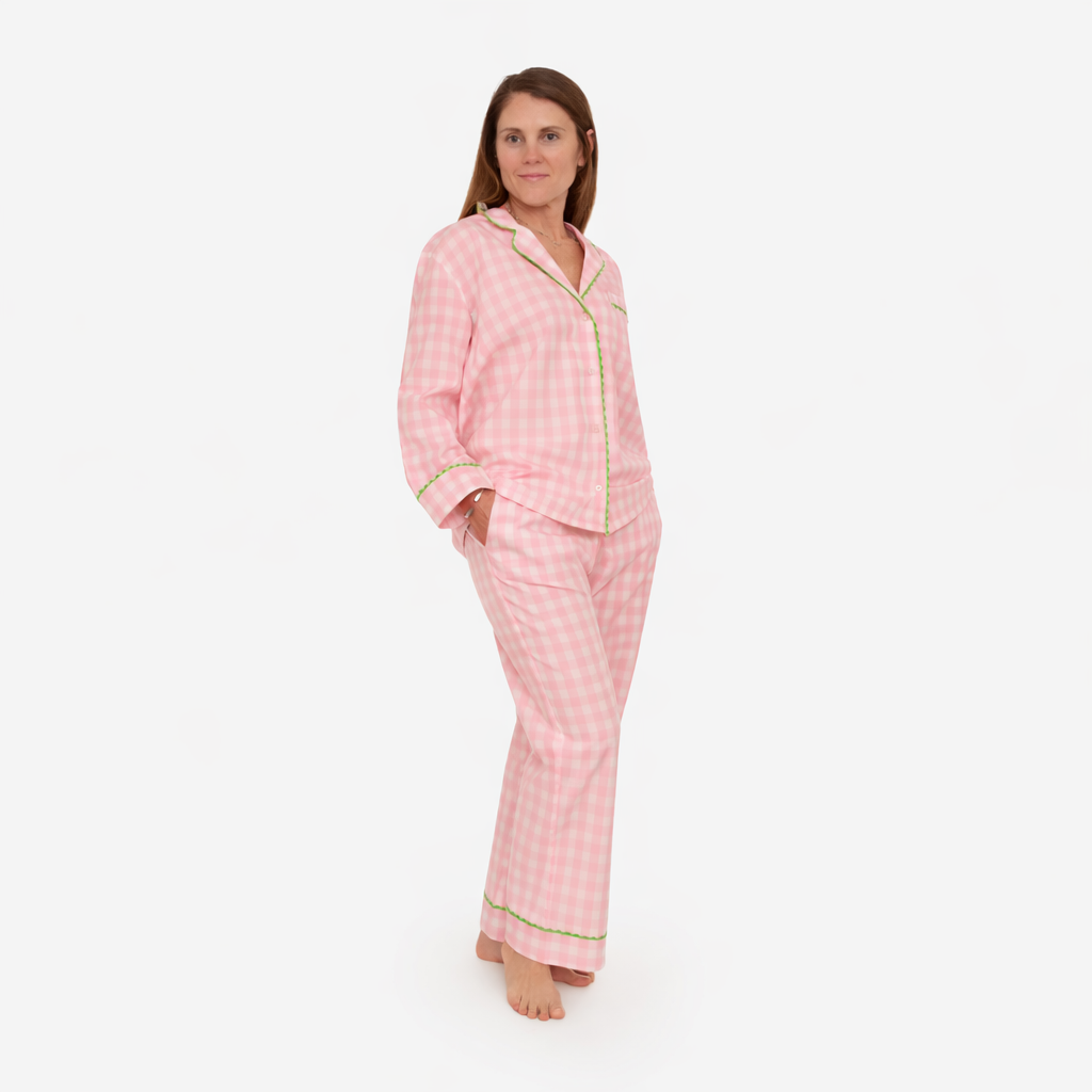 CLASSIC GINGHAM CHECK PAJAMAS W/ RIC RAK TRIM - Lenora