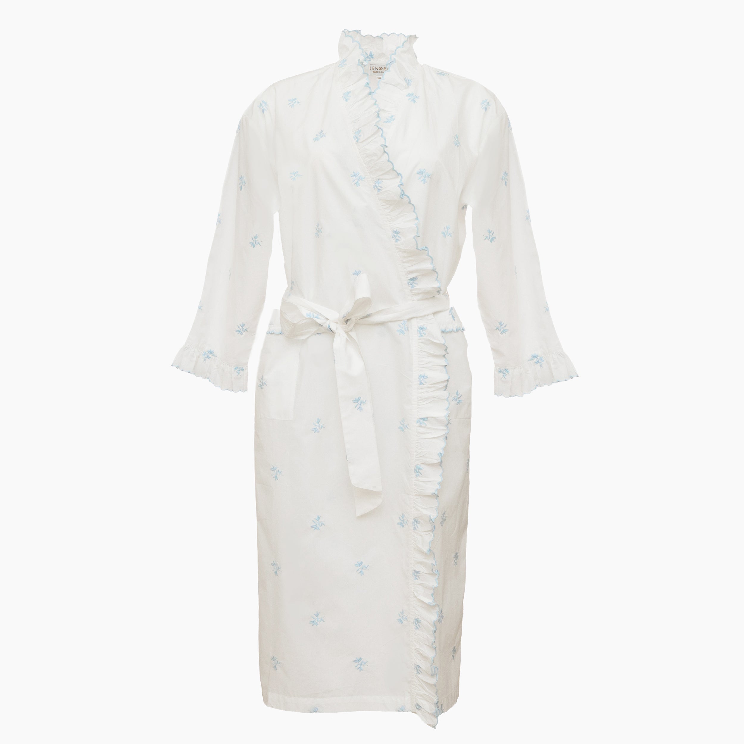 Eliza cotton embroidered ruffle robe