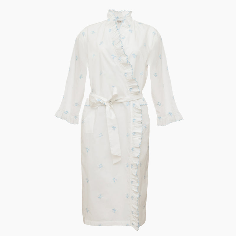 Eliza cotton embroidered ruffle robe