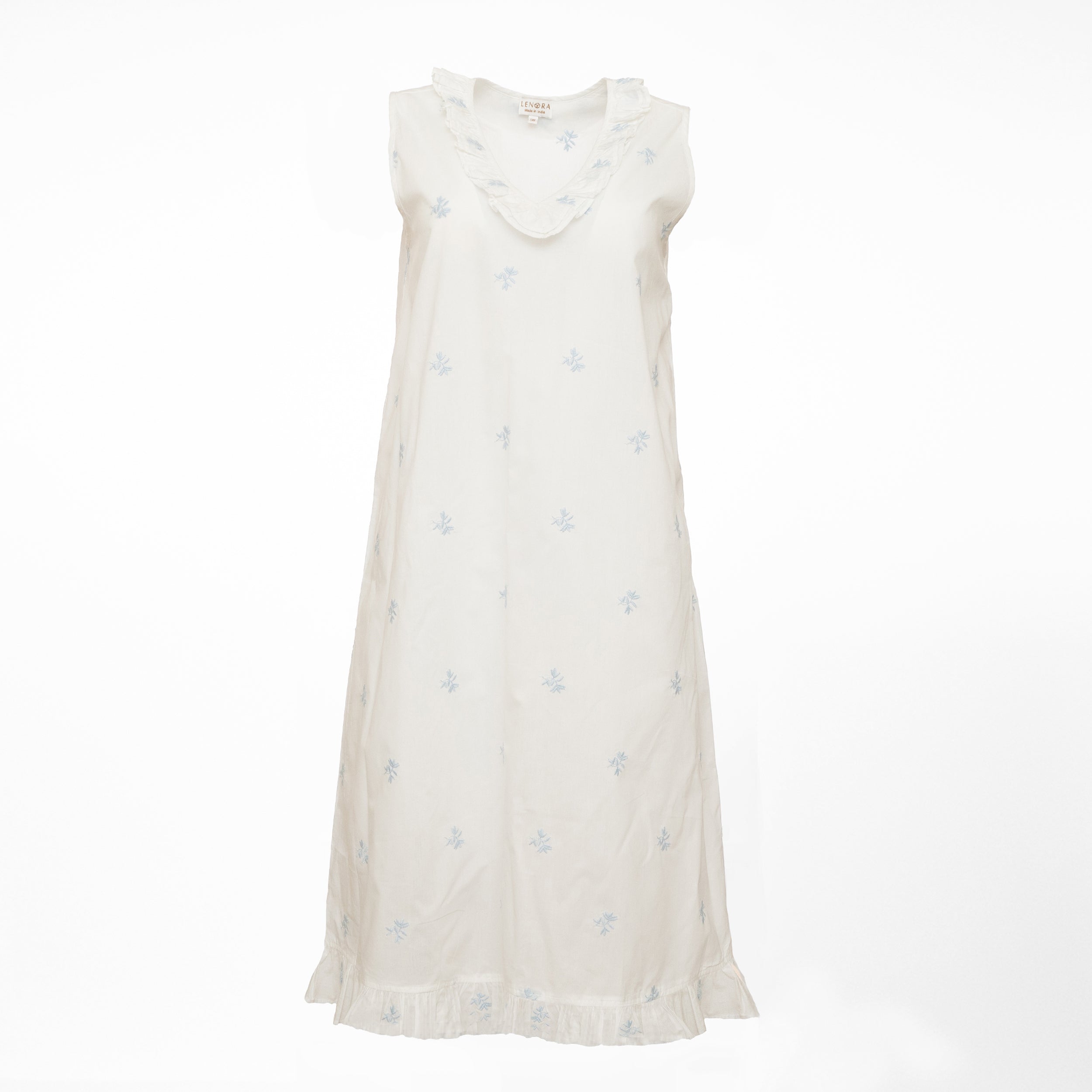 Eliza cotton embroidered sleeveless nightgown by Lenora