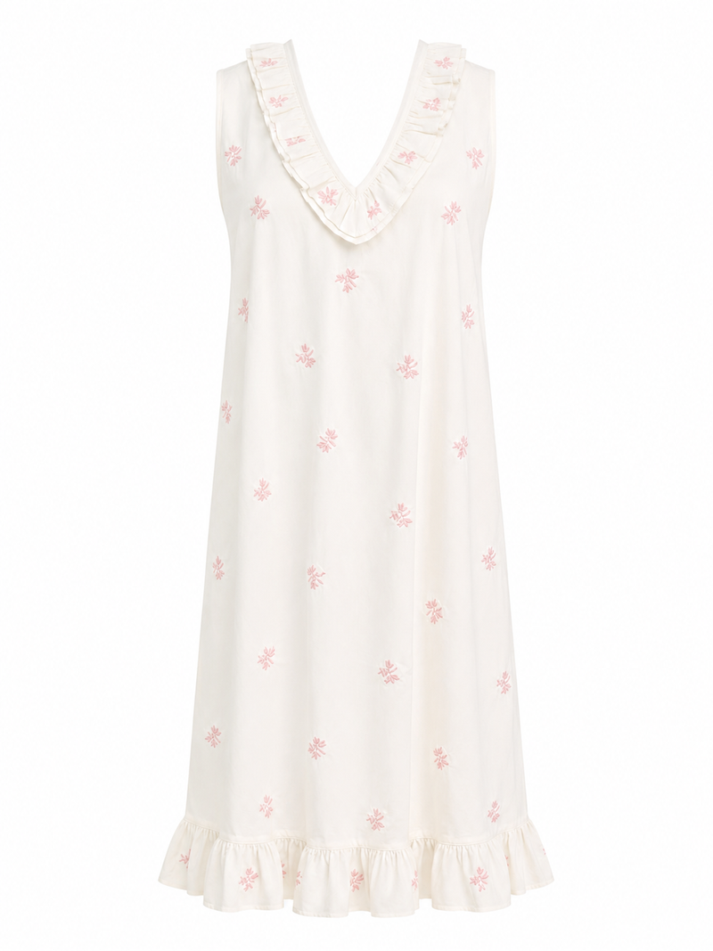 Eliza cotton embroidered sleeveless nightgown by Lenora