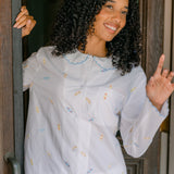 Peter Pan Collar Embroidered Pajamas
