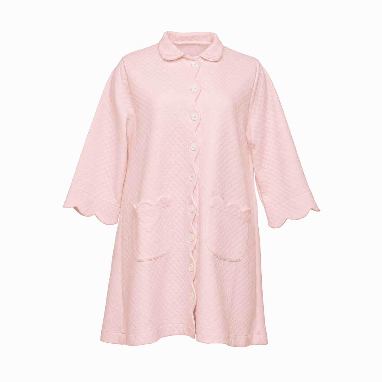 quilted button front robe in pink by lenora