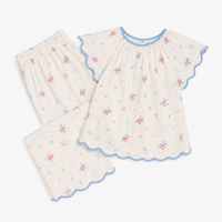 vandy cotton scalloped trim short sleeve pajamas in English garden floral by Lenora