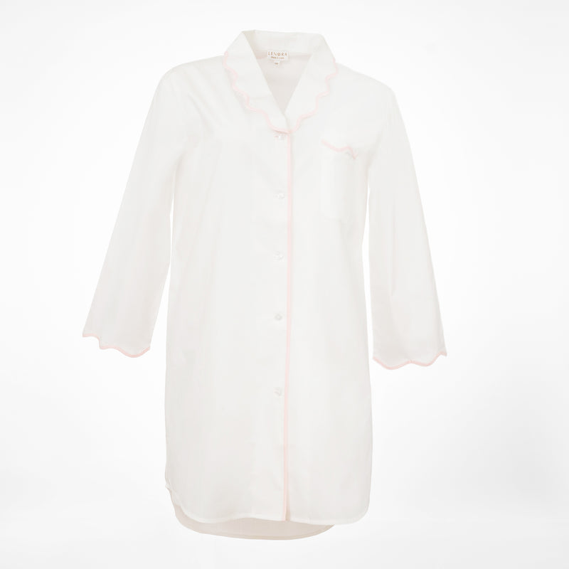 vandy scalloped pink trim button front nightshirt by Lenora