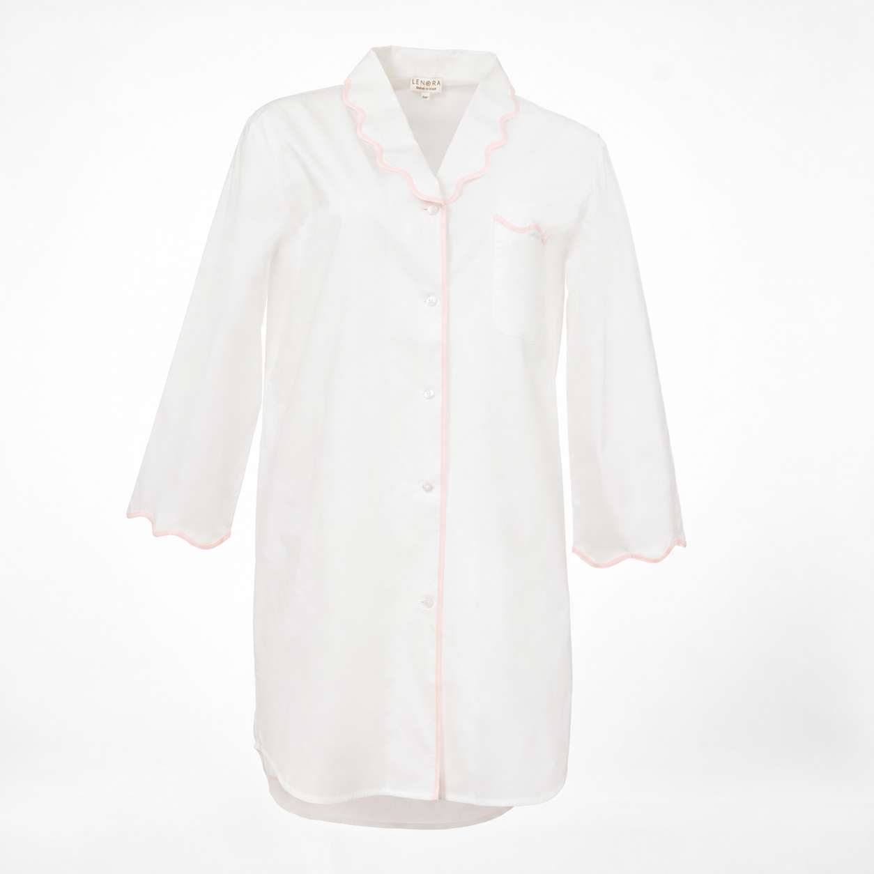 scalloped trim pink nightshirt by lenora