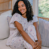 Vandy Scalloped Short Sleeve Pajamas - English Garden Floral