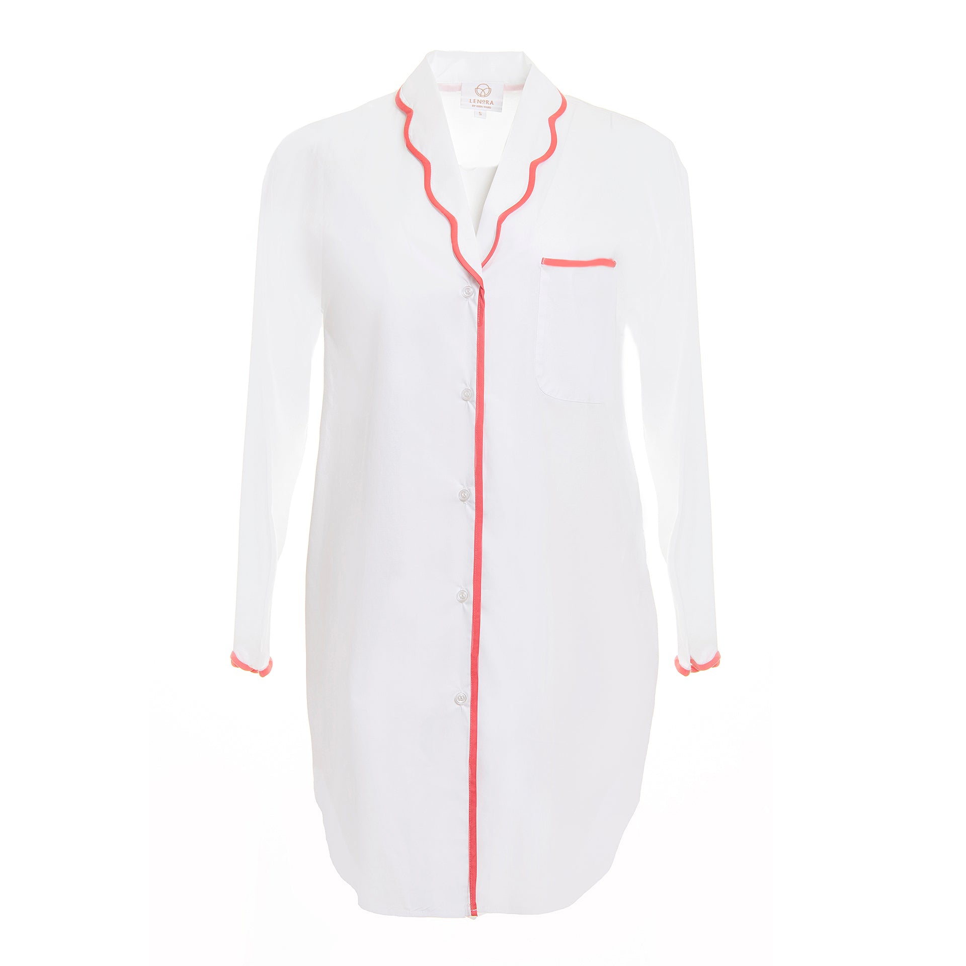 Vandy Cotton Nightshirt in Coral - Lenora