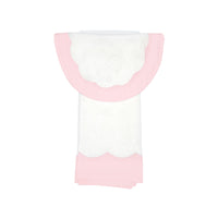 BABY SCALLOPED HEART COTTON KNIT BIB & BURP SET - Lenora
