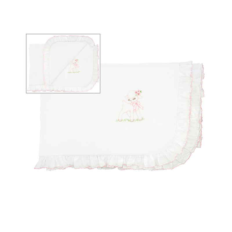 BABY LAMB & BEE COTTON STROLLER BLANKET - Lenora