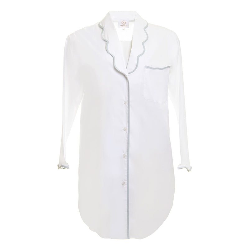 VANDY SCALLOPED TAPE TRIM COTTON NIGHTSHIRT - Lenora