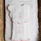 BABY BUNNY COTTON KNIT BIB & BURP SET - Lenora