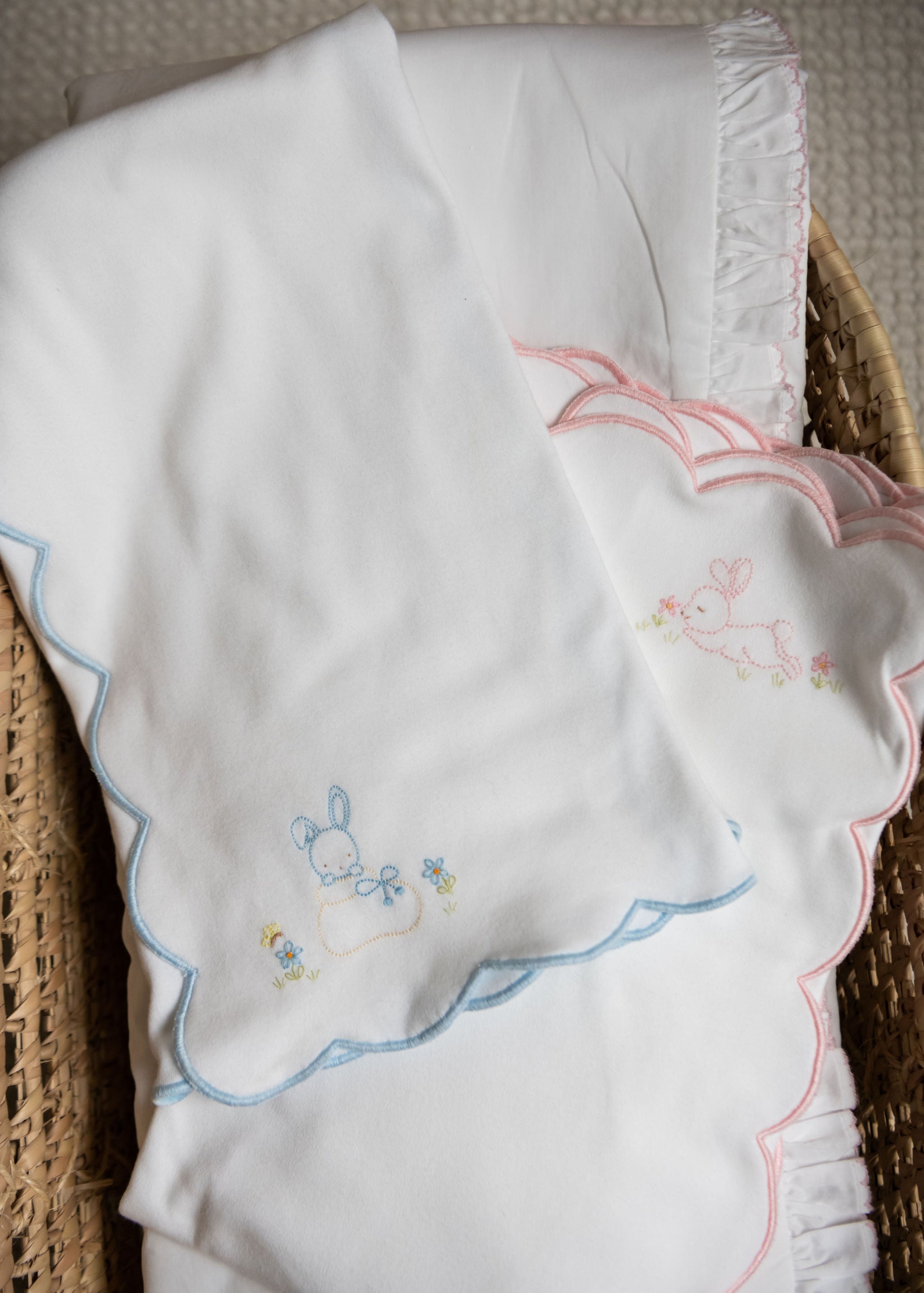 BABY SLEEPY BUNNY COTTON KNIT BLANKET - Lenora