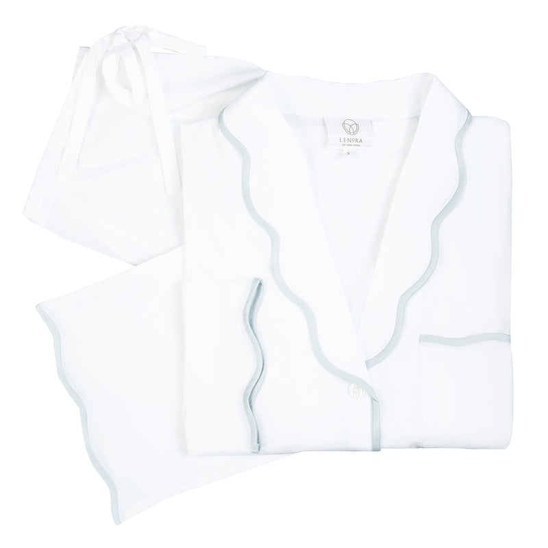 VANDY SCALLOPED TAPE TRIM COTTON PAJAMAS - Lenora